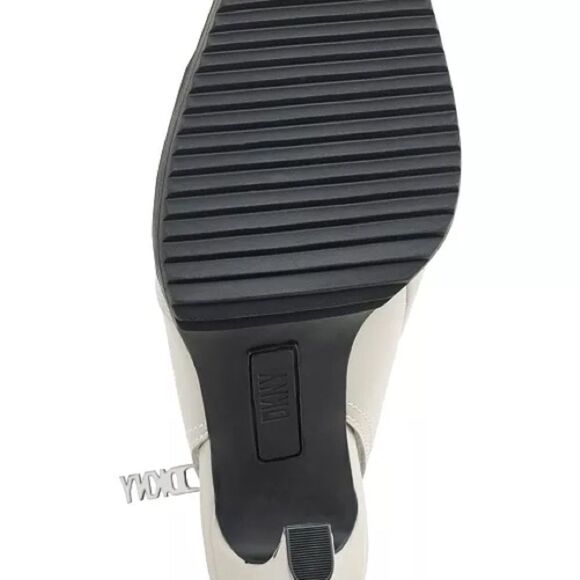 NEW DKNY Malia Square Toe Slingback Shooties Women Sz 9 Ivory Leather Block Heel - Picture 12 of 13